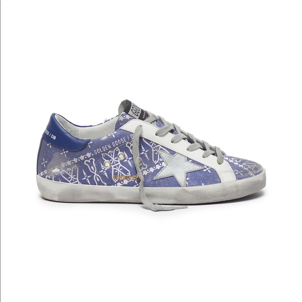 Golden Goose Blue 'superstar' Bandana Print Canvas Sneakers *great condition*
